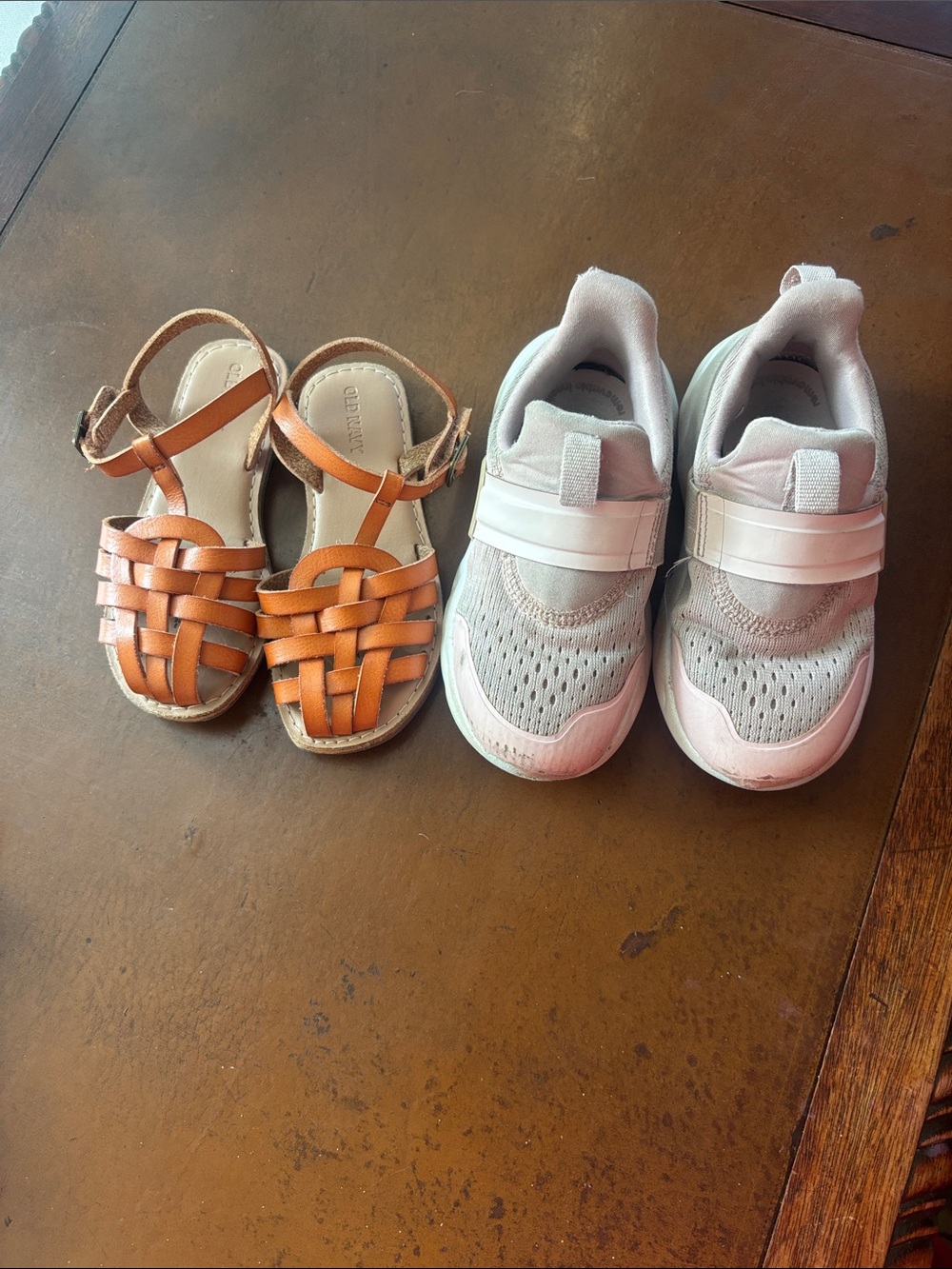 Girls Light Pink sneakers and old navy sandals